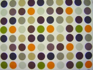 Pour commande sur mesure toile enduite gros ronds oranges, marrons, kakis