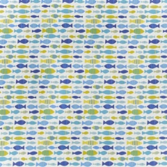 Pour commande sur mesure toile enduite motifs poissons bleus