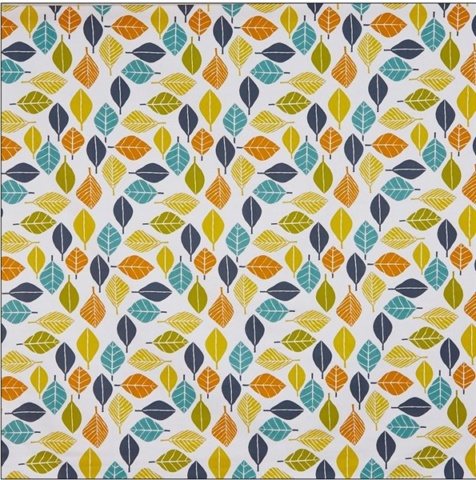 Pour commande sur mesure toile enduite feuilles jaunes, oranges et vertes